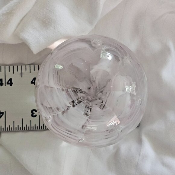 Peacock Glass Works Handcrafted Clear & White & Pink Glass Paperweight - Picture 6 of 10